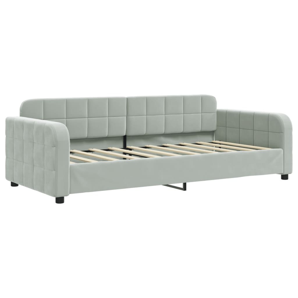 Sofa z funkcją spania, jasnoszara, 90x190 cm, obita aksamitem Lumarko!