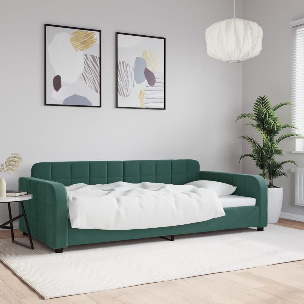Sofa z funkcją spania, ciemnozielona, 100x200 cm, aksamitna Lumarko!