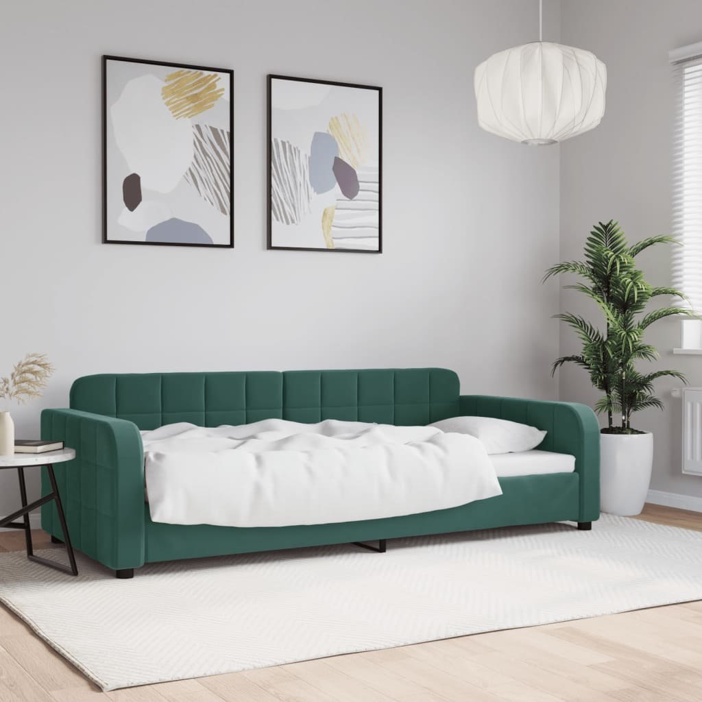 Sofa z funkcją spania, ciemnozielona, 90x200 cm, aksamitna Lumarko!