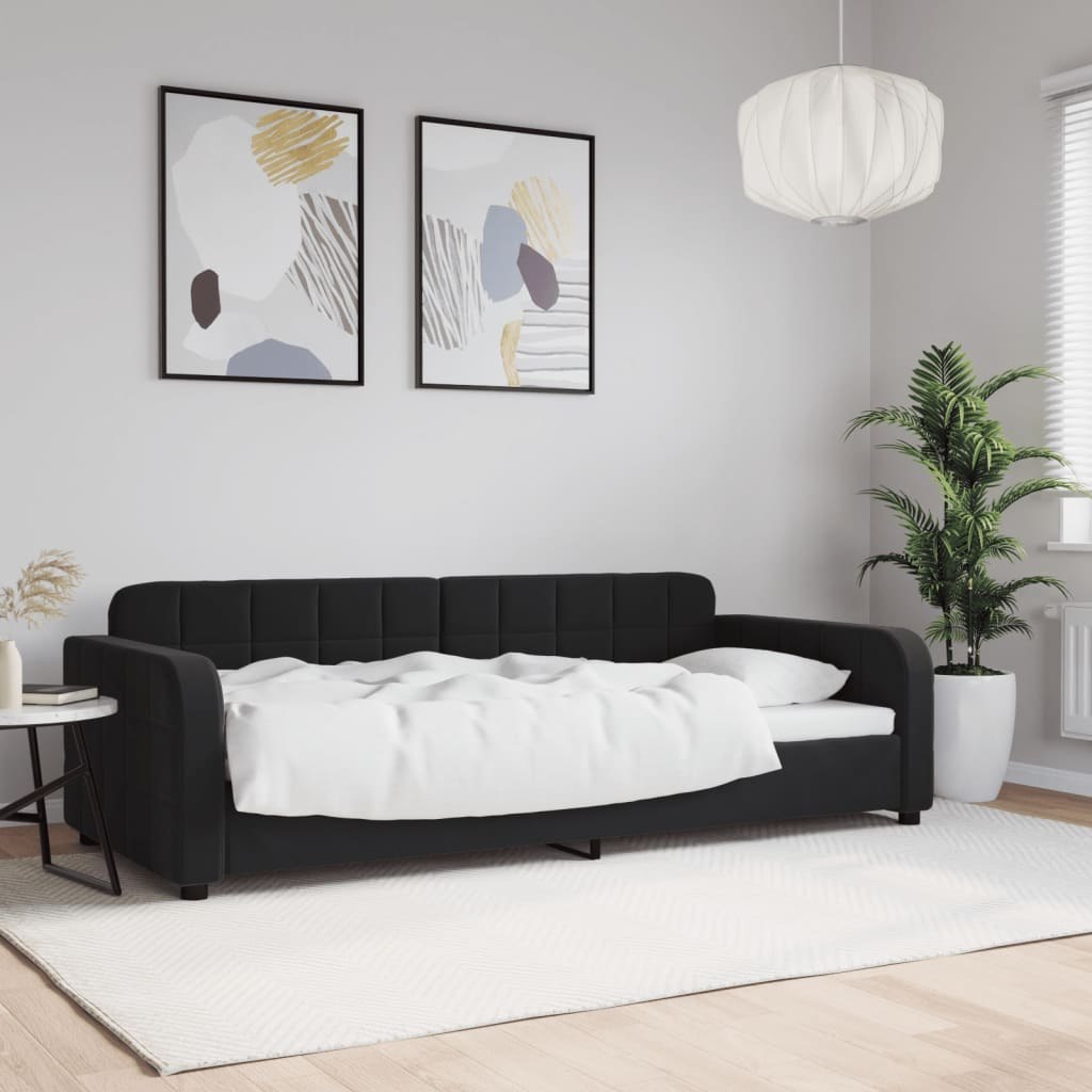 Sofa z funkcją spania, czarna, 90x190 cm, obita aksamitem Lumarko!