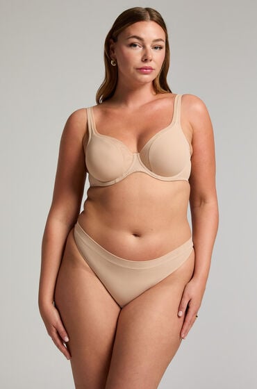 Hunkemöller Stringi z siateczki Beżowy