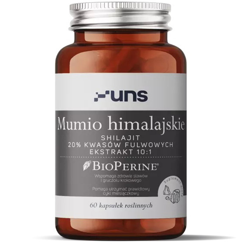 UNS Mumio Himalajskie Shilajit 20% Kwasów Fulwowych Ekstrakt 10:1 60vegcaps