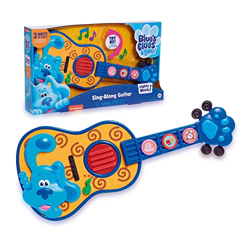 Słynny - Niebieskie utwory i ty, Sing-Along Guitar, gitara dla dzieci zabawka z 3 różnymi trybami, ma piosenkę z serii, dźwięki gitary i zabawną grę, od 3 lat (BLU12000)