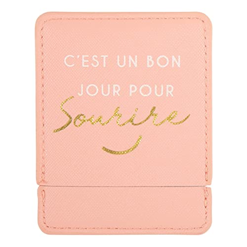 DRAEGER Paris | Lustro kieszonkowe to dobry dzień na uśmiech z różowym etui | Kwadratowe lusterko do makijażu do zabrania wszędzie | Idealny dom i podróże | 9 x 7 cm | Spersonalizowany prezent