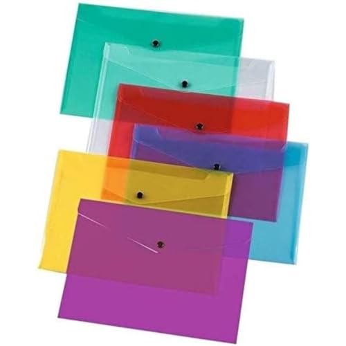 50 A4 / Foolscap plastikowe portfele na dokumenty, jasne, przezroczyste portfele papierowe, różne kolory