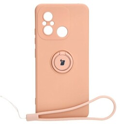 Bizon Etui Case Silicone Ring Sq do Xiaomi Redmi 12C, jasnoróżowe