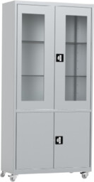 MDW/2k.7035 mobilna szafa lekarska 2-skrzydłowa 2-komorowa popielata na kołach