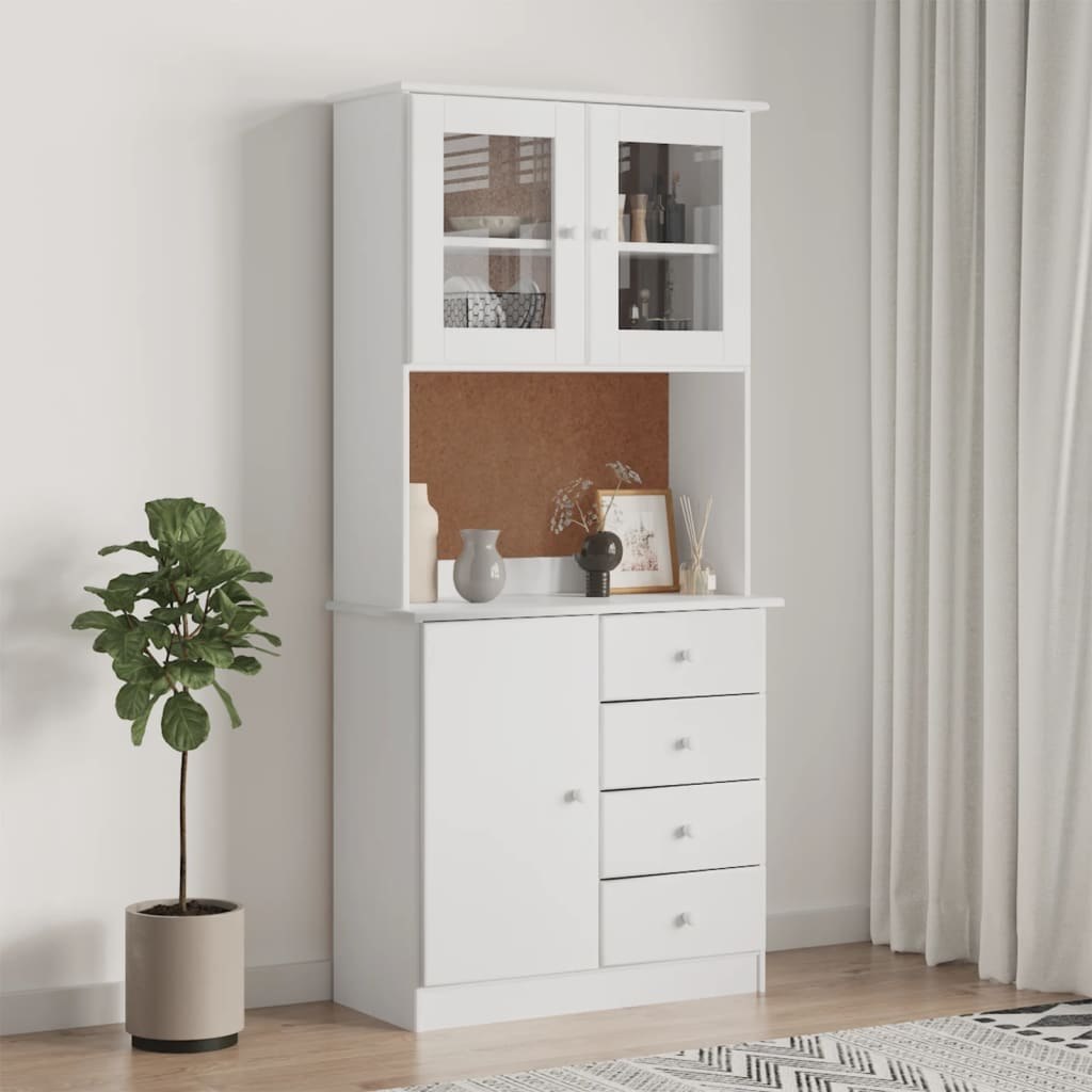 Kredens ALTA, biały, 77x35x165 cm, lite drewno sosnowe Lumarko!