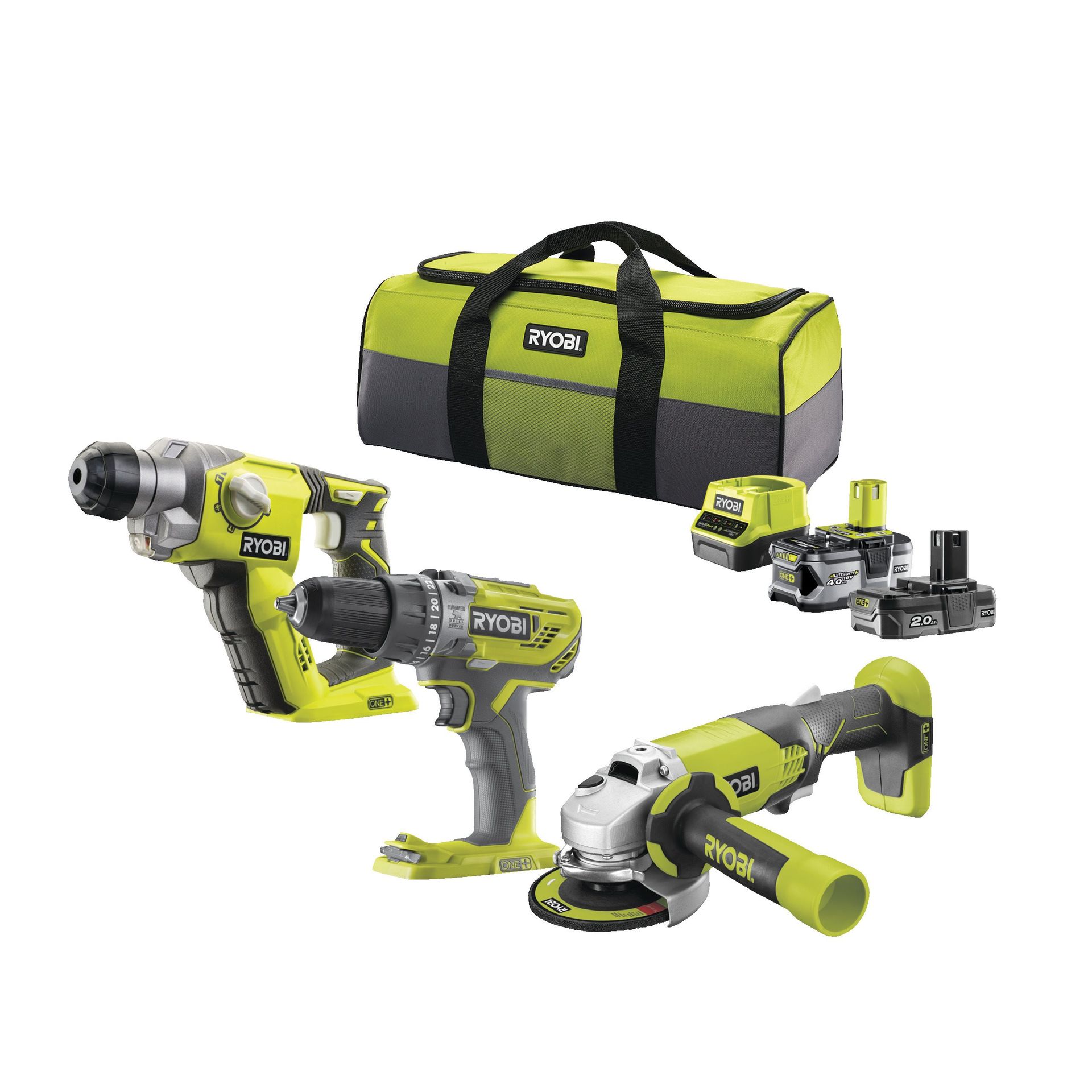 Ryobi Zestaw 3 elektronarzędzi 18V z torbą | RCK183D-242S