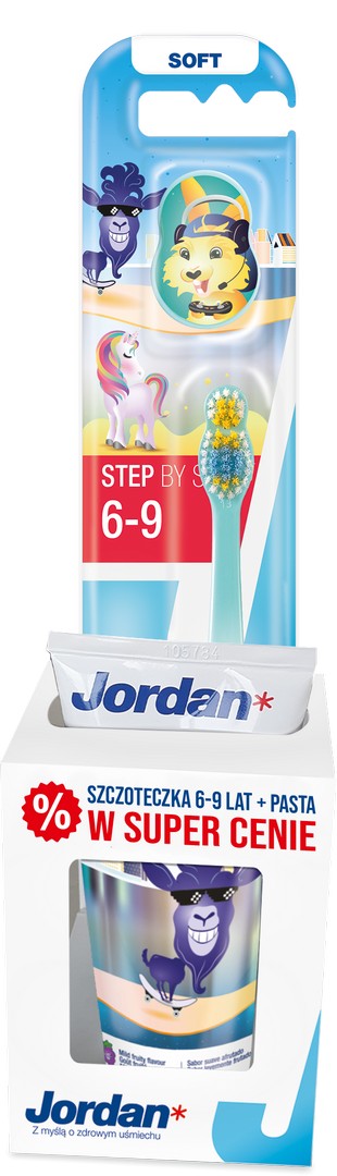 Jordan ZESTAW szczoteczka Step by Step 6-9 + pasta Junior 50ml 6-12 lat