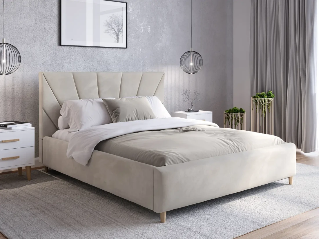 Łóżko tapicerowane Skandynawskie 180x200 Scandi line 3 Velvet Szary