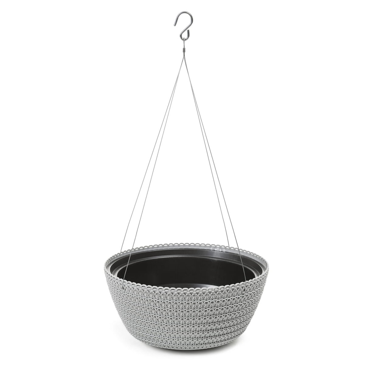 Doniczka misa wisząca jersey szara 24cm