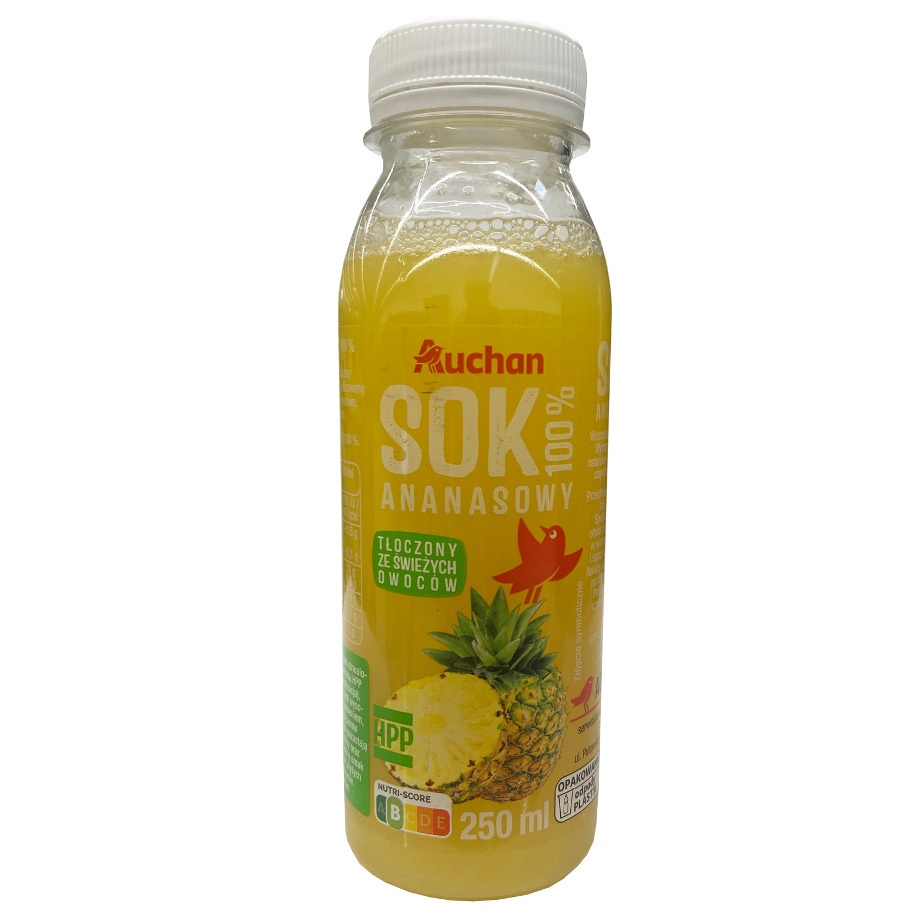 Auchan - Sok tłoczony ananasowy 100%