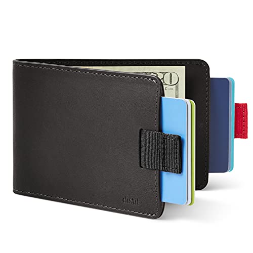 Distil Union Wally Bifold wąskie skórzane portfele dla mężczyzn - klips na pieniądze, uchwyt na karty kredytowe, portfel (Ninja Black)