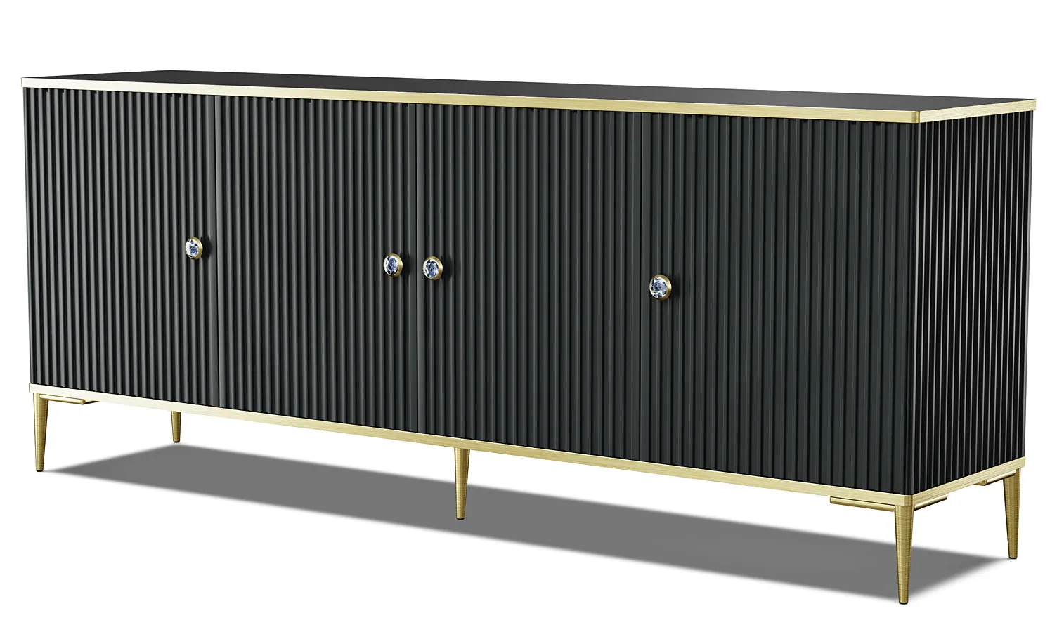 Czarna komoda glamour z lamelami D0-T90
