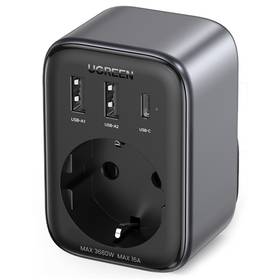 Ładowarka sieciowa UGREEN 1xAC, 2xUSB, 1x USB-C, 30W (90613) Szara