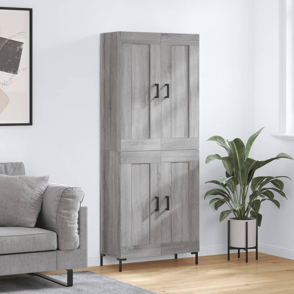 vidaXL Witrynka szary dąb sonoma 69,5x34x180cm materiał drewnopochodny