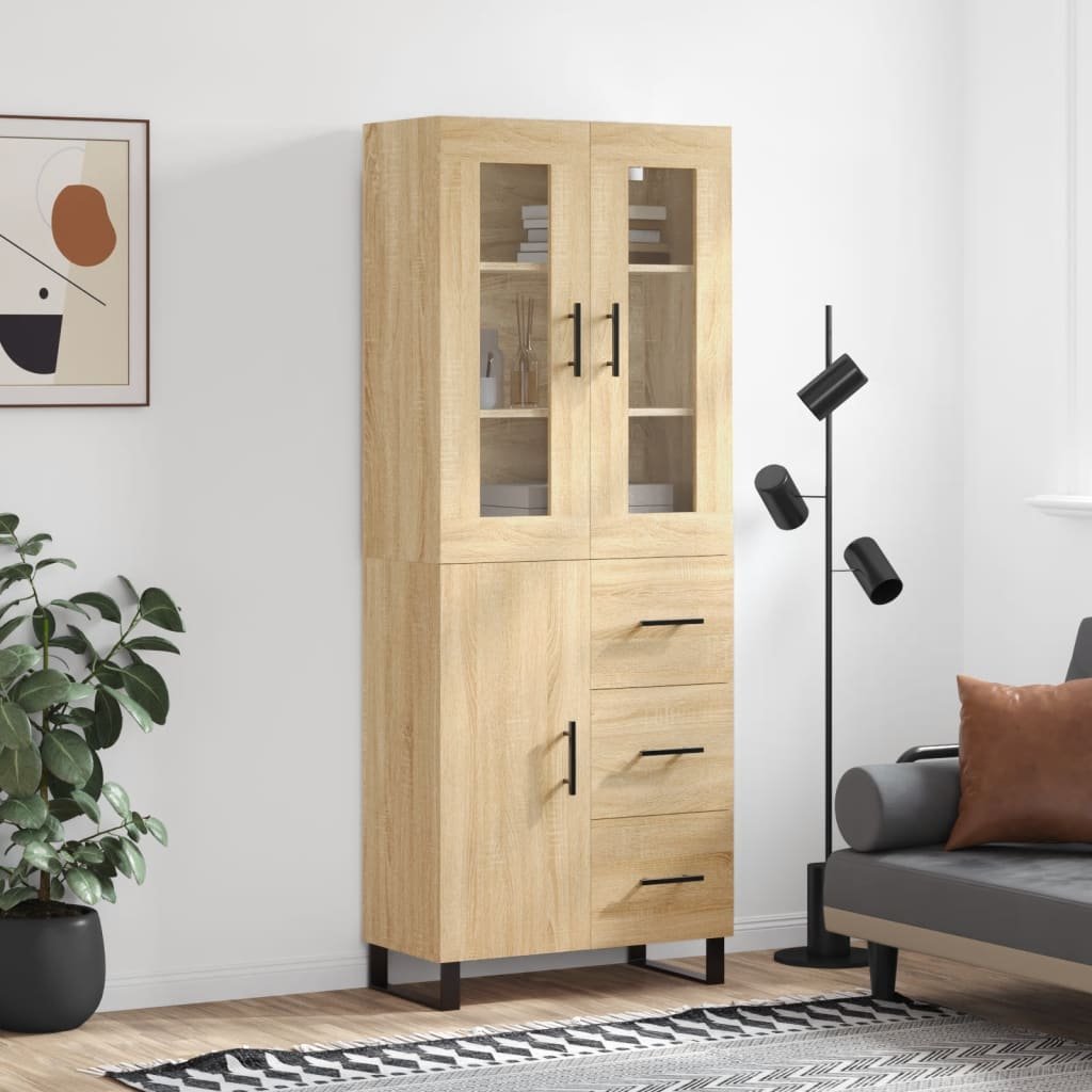 vidaXL Witrynka, dąb sonoma, 69,5x34x180 cm, materiał drewnopochodny