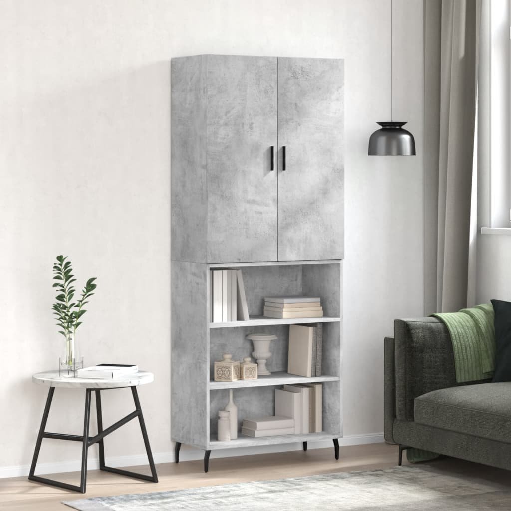 vidaXL Witrynka, szarość betonu 69,5x34x180 cm materiał drewnopochodny