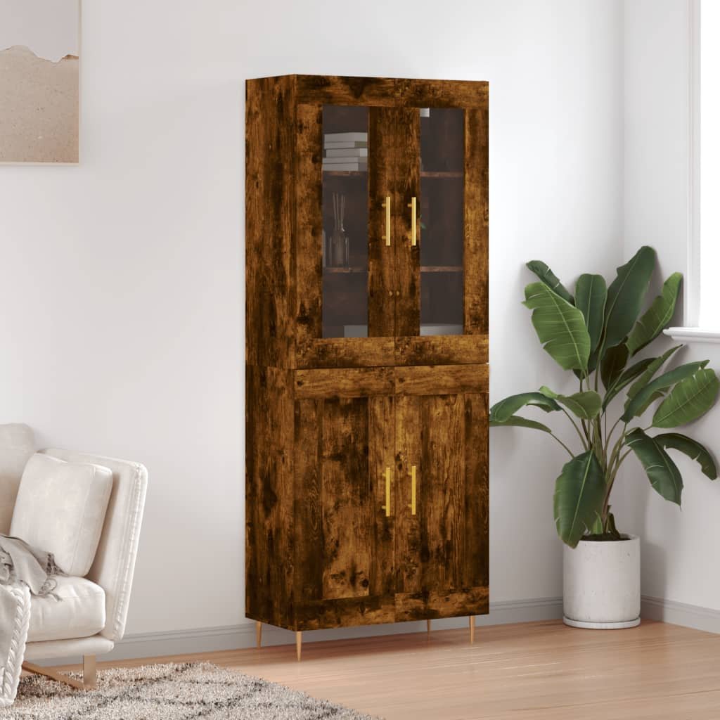 vidaXL Witrynka przydymiony dąb 69,5x34x180 cm materiał drewnopochodny