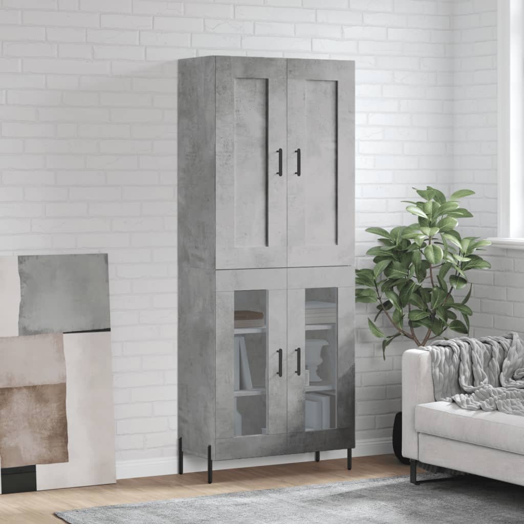 vidaXL Witrynka, szarość betonu 69,5x34x180 cm materiał drewnopochodny