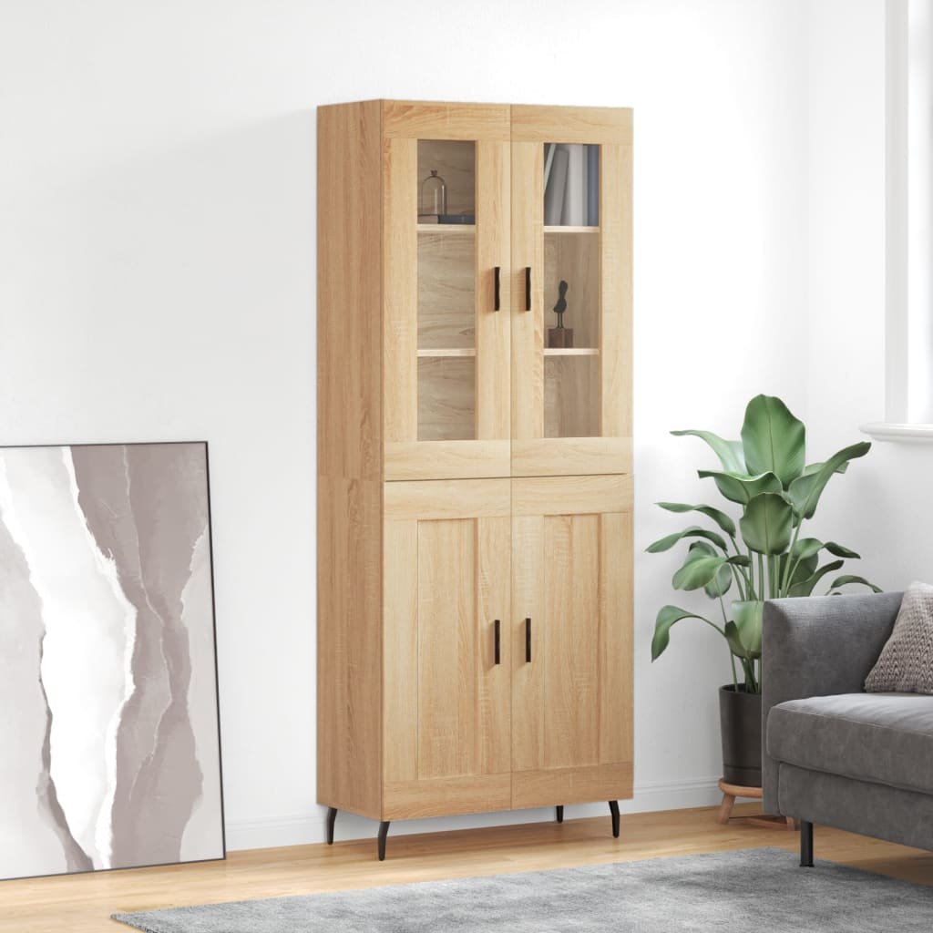 vidaXL Witrynka, dąb sonoma, 69,5x34x180 cm, materiał drewnopochodny