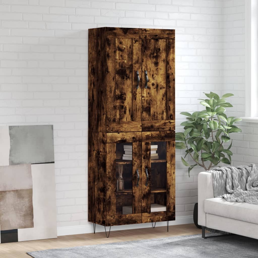 vidaXL Witrynka przydymiony dąb 69,5x34x180 cm materiał drewnopochodny