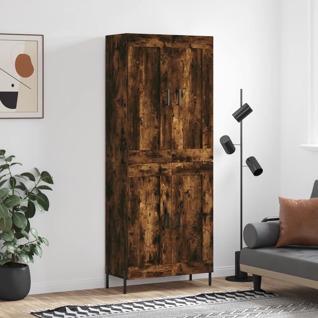 vidaXL Witrynka przydymiony dąb 69,5x34x180 cm materiał drewnopochodny