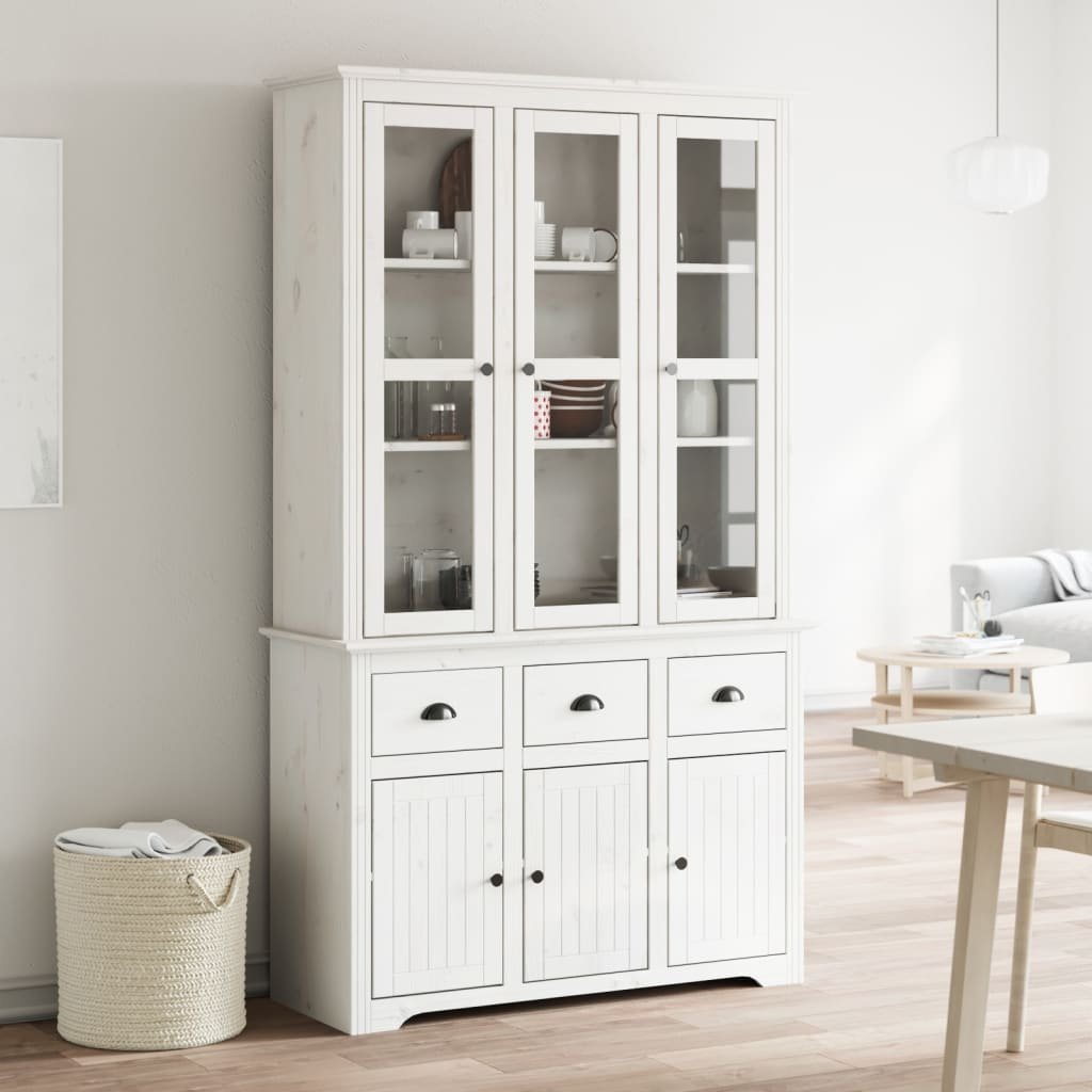 vidaXL Kredens BODO, biały, 115,5x43x200,5 cm, lite drewno sosnowe