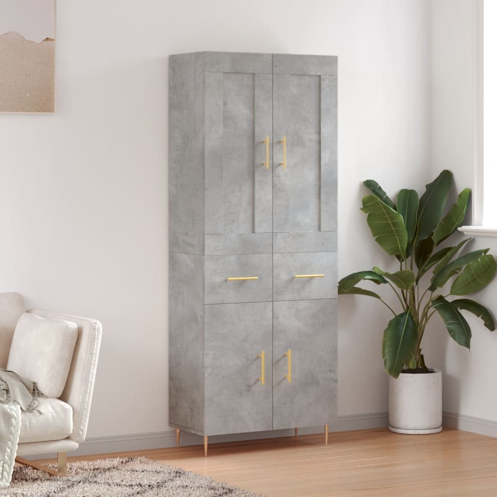 vidaXL Witrynka, szarość betonu 69,5x34x180 cm materiał drewnopochodny