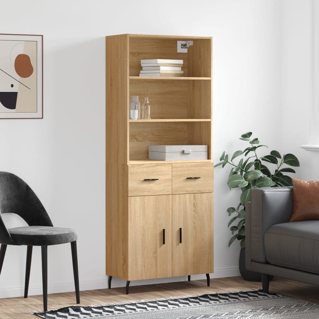 vidaXL Witrynka, dąb sonoma, 69,5x34x180 cm, materiał drewnopochodny