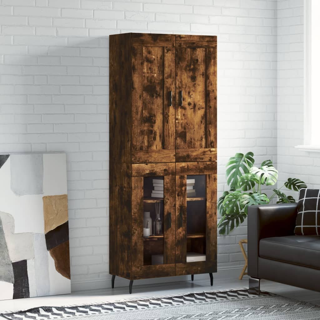 vidaXL Witrynka przydymiony dąb 69,5x34x180 cm materiał drewnopochodny