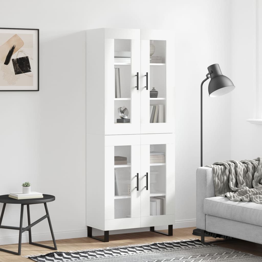 vidaXL Witrynka, biała, 69,5x34x180 cm, materiał drewnopochodny