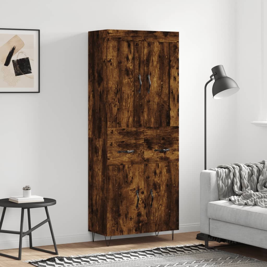 vidaXL Witrynka przydymiony dąb 69,5x34x180 cm materiał drewnopochodny