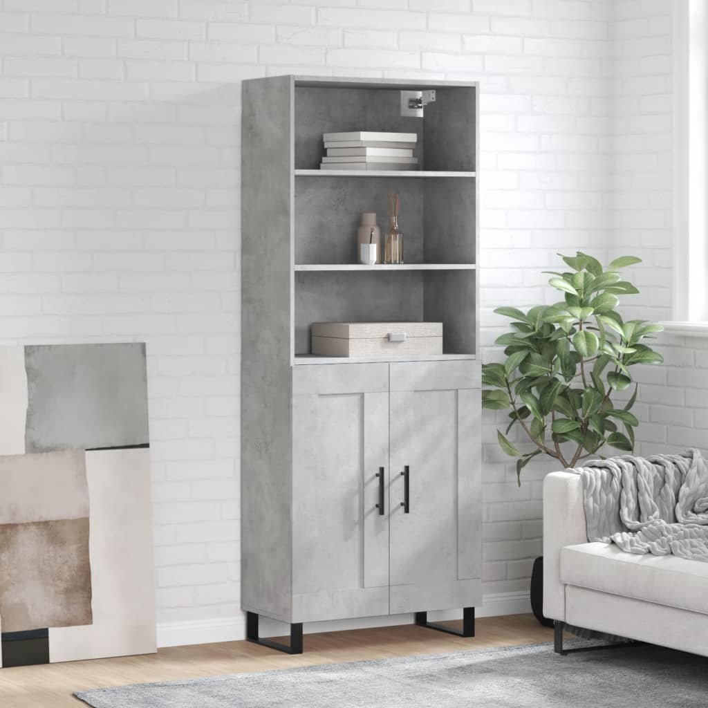 vidaXL Witrynka, szarość betonu 69,5x34x180 cm materiał drewnopochodny