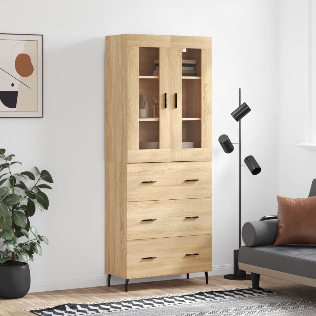 vidaXL Witrynka, dąb sonoma, 69,5x34x180 cm, materiał drewnopochodny