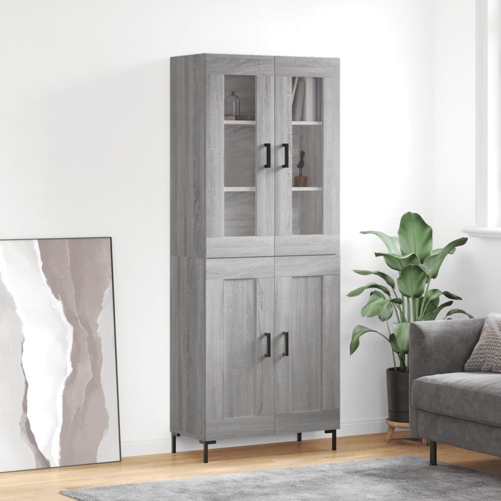 vidaXL Witrynka szary dąb sonoma 69,5x34x180cm materiał drewnopochodny
