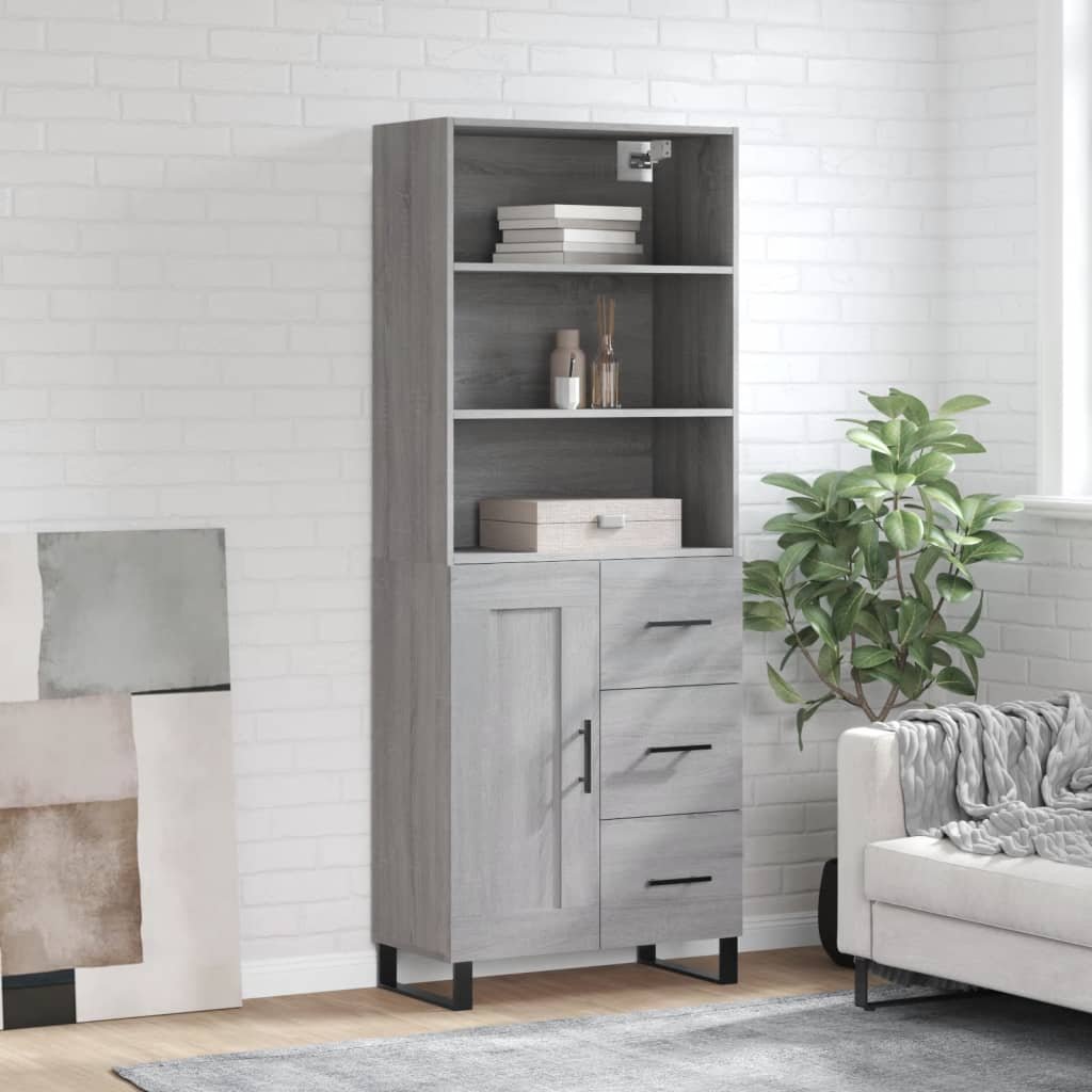 vidaXL Witrynka szary dąb sonoma 69,5x34x180cm materiał drewnopochodny