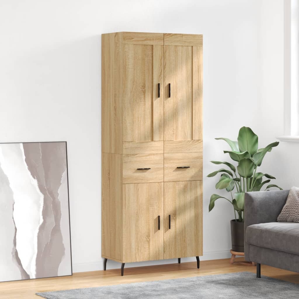 vidaXL Witrynka, dąb sonoma, 69,5x34x180 cm, materiał drewnopochodny