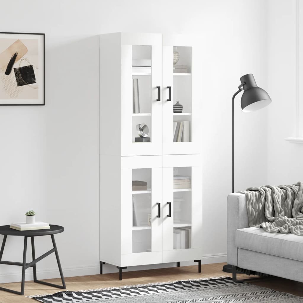 vidaXL Witrynka, biała, 69,5x34x180 cm, materiał drewnopochodny