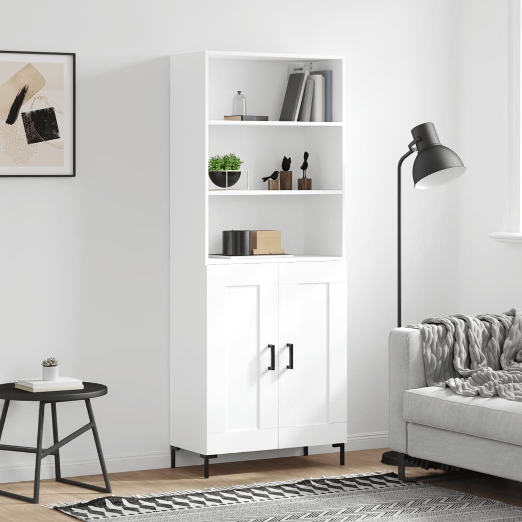 vidaXL Witrynka, biała, 69,5x34x180 cm, materiał drewnopochodny