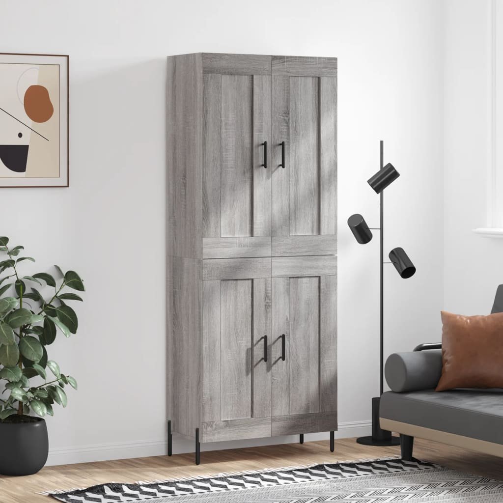 vidaXL Witrynka szary dąb sonoma 69,5x34x180cm materiał drewnopochodny