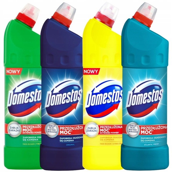 Domestos Płyn Żel do WC Toalety 4 x 1000 ml