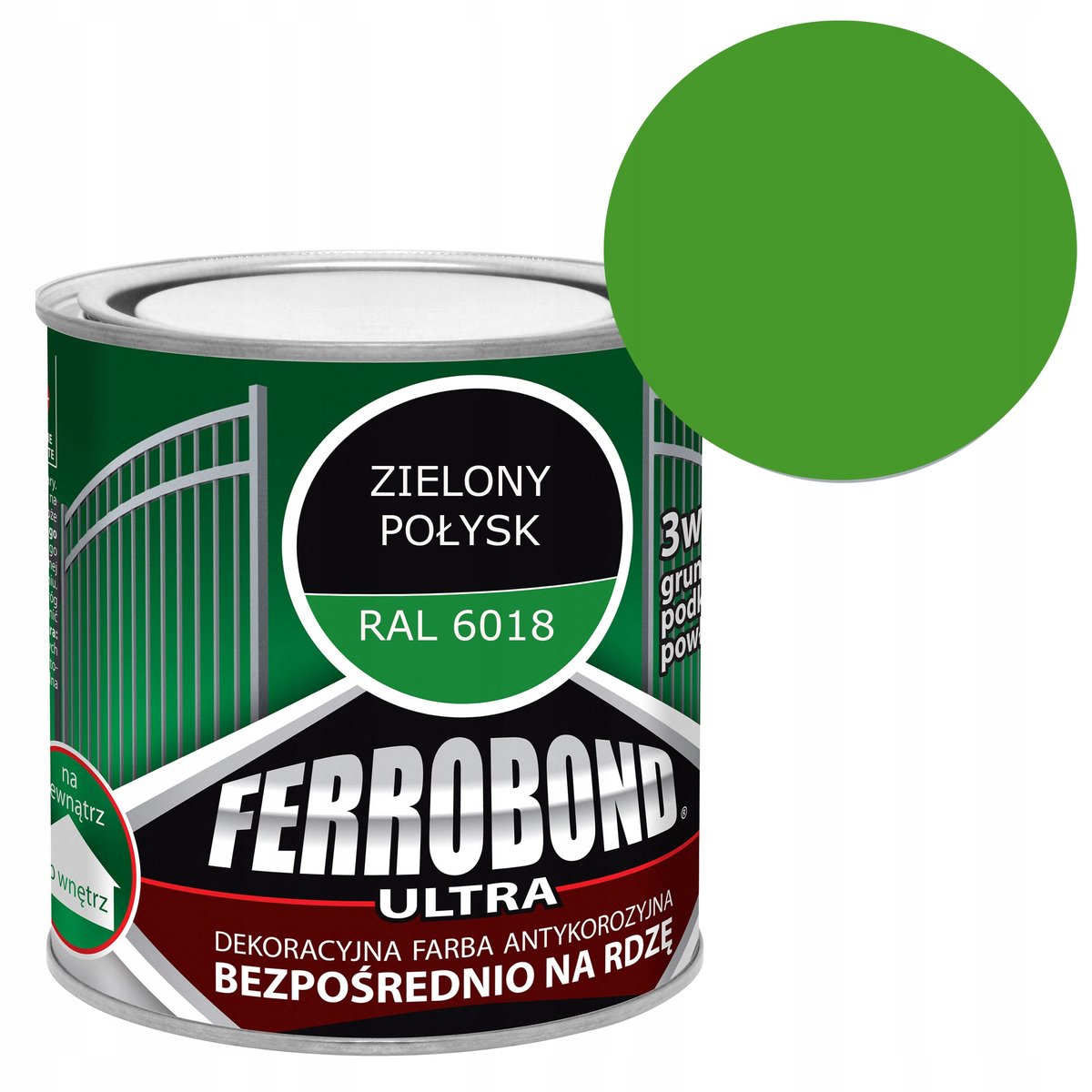 Farba Antykorozyjna Połysk Zielony 0,7L RAL 6018