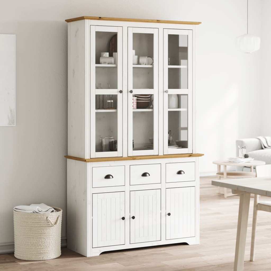 vidaXL Kredens BODO, biało-brązowy, 115,5x43x200,5 cm, drewno sosnowe