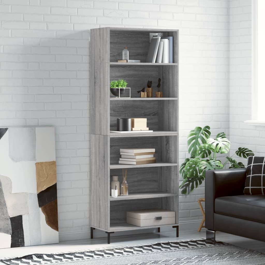 vidaXL Regał szary dąb sonoma 69,5x32,5x180 cm materiał drewnopochodny
