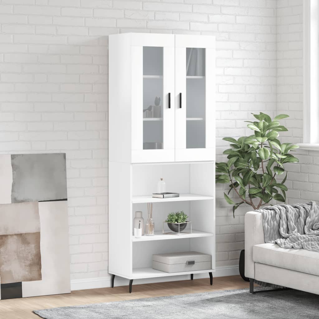vidaXL Witrynka biała połysk 69,5x34x180 cm materiał drewnopochodny