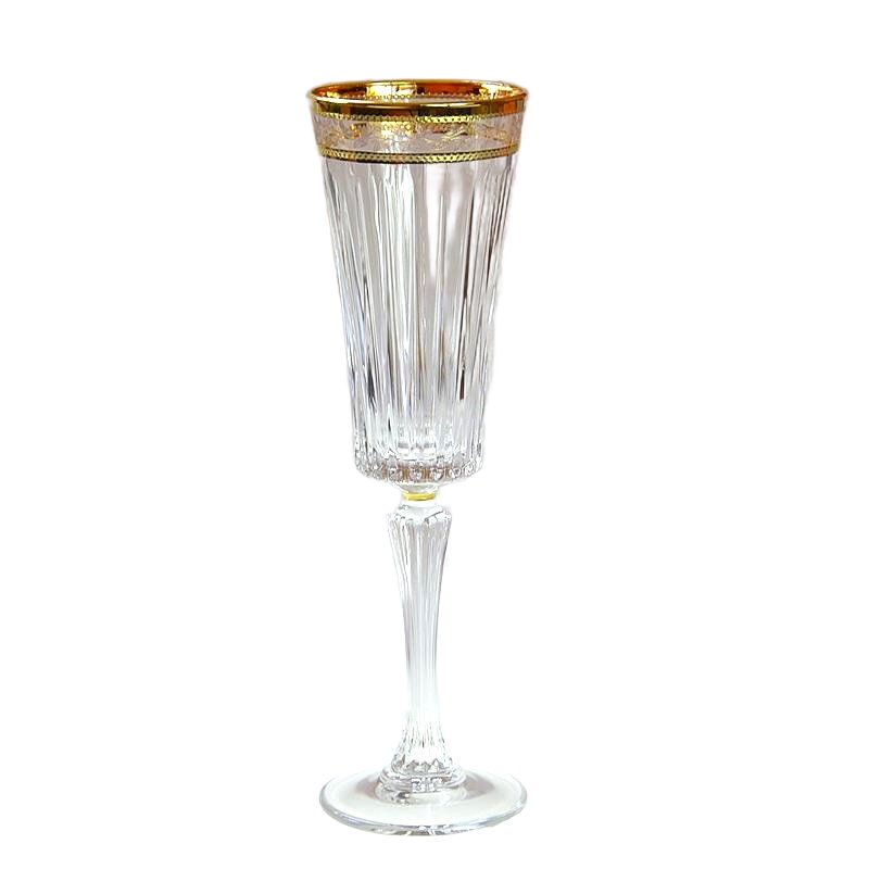 KIELISZKI DO SZAMPANA KRYSZTAŁOWE BOHEMIA DORATO 210 ML ZŁOTO X6