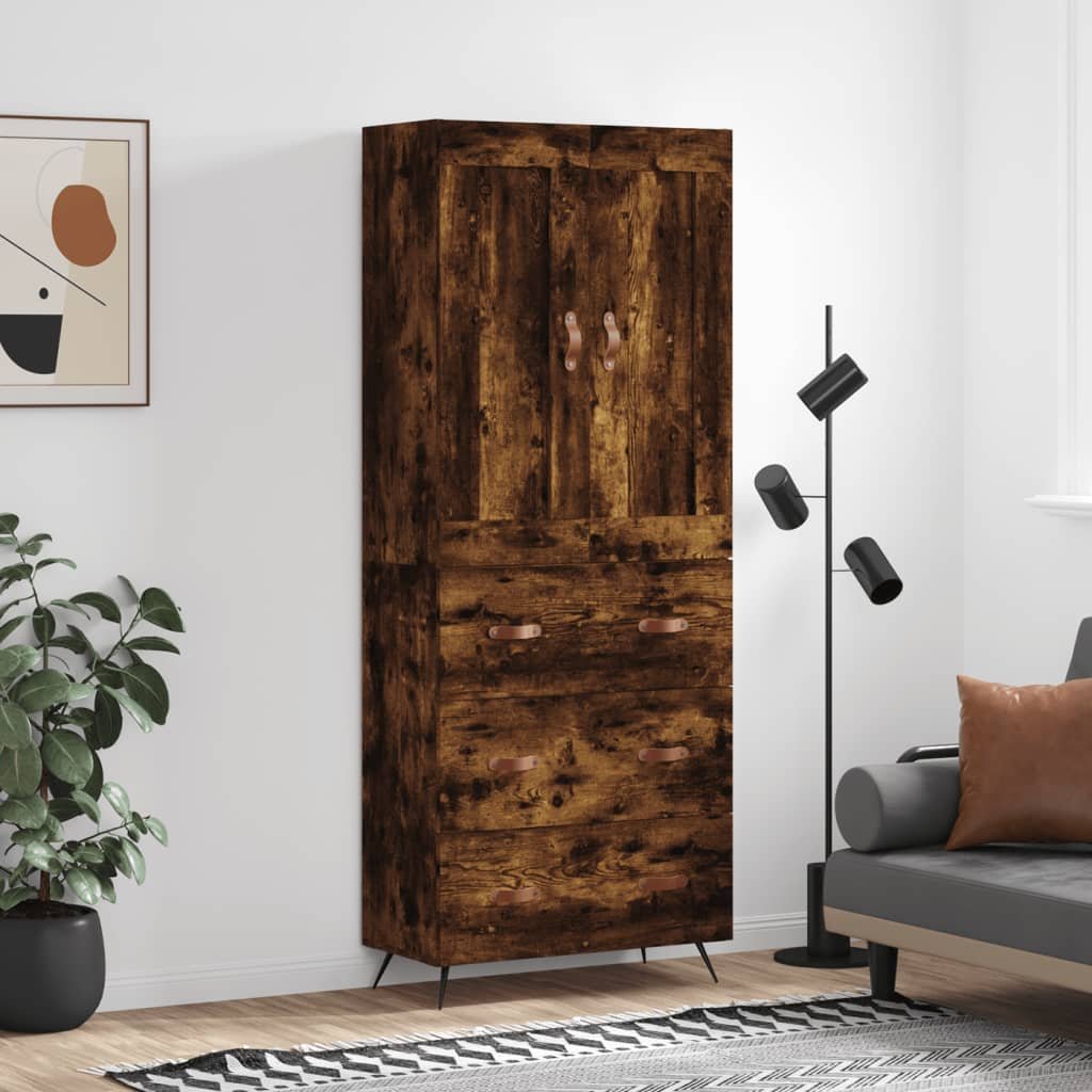vidaXL Witrynka przydymiony dąb 69,5x34x180 cm materiał drewnopochodny