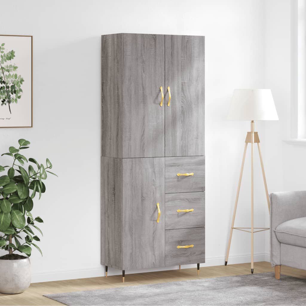 vidaXL Witrynka szary dąb sonoma 69,5x34x180cm materiał drewnopochodny